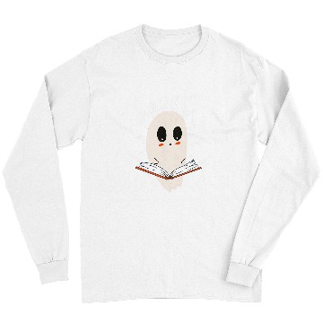 Discover Book Fun cute ghosts book reading halloween teacher top booooks Long Sleeves