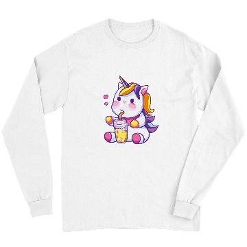 Discover Unicorn Pet Drinking Boba Tea Bubble Tea Cute Long Sleeves