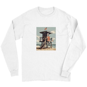 Discover vintages Lifeguard Tower 2Beach Graphic Long Sleeves