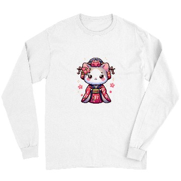 Discover Sakura Cherry Blossom 2Geisha Kitty Cat 2Kimono Kitty Long Sleeves