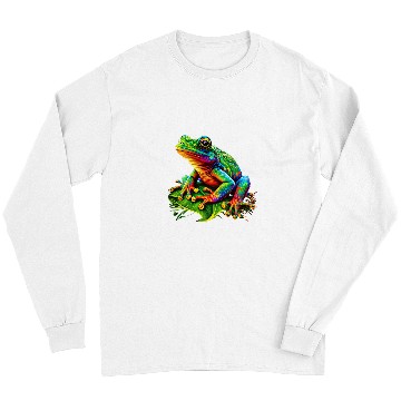 Discover Frog Pet Colorful Frog Toad Lover Rainbow Amphibian Cute Retro Green Long Sleeves