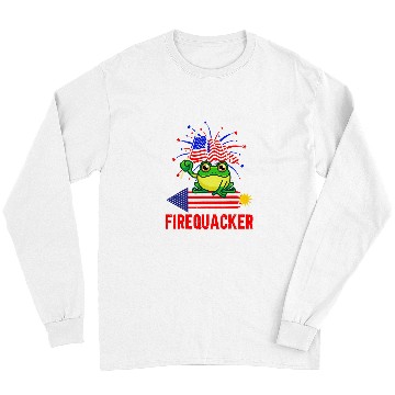 Discover Frog Pet Funny Fourth of July USA Firequacker Long Sleeves
