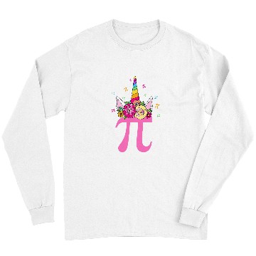 Discover Unicorn Pet Face Pi Day Kids Girls Women Math Geek Long Sleeves