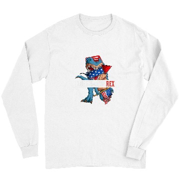 Discover Dinosaur Pet Amerisaurus TRex Men Boys Fourth 4th Of July Long Sleeves