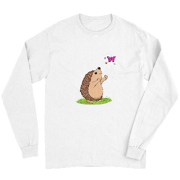 Discover Hedgehog Pet and Butterfly Art Funny Hedgehogs Owner Long Sleeves