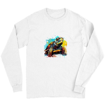 Discover Turtle Pet Colorful Eastern Box Turtle Lover Splash Art 1 Long Sleeves