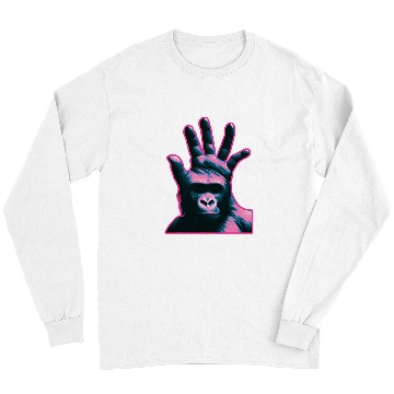 Discover Gorilla Pet Vaporwave Hand Head Ape Palm Gorilla Chimpanzee Chimp Monkey Long Sleeves