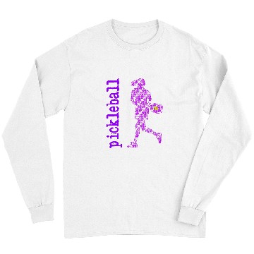 Discover Sport Pickleball Player Typography V Neck Purple Long Sleeves
