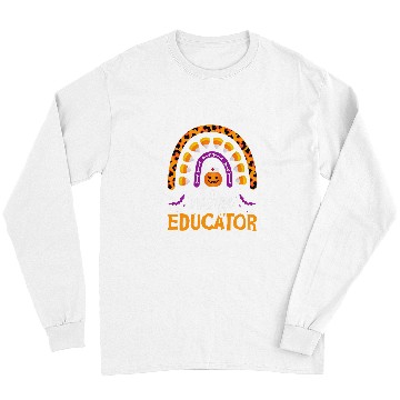 Discover nurses Job Educator Rainbow Leopard Halloween Pumpkin Candy Corn Long Sleeves