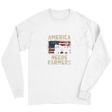 Discover Tractor Fun driving America Needs Farmers Tractor American Flag Long Sleeves