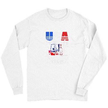 Discover Forklift Fun USA Forklift Operator Racing Team Warehouse Worker Long Sleeves