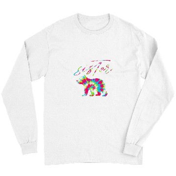 Discover Bear Pet Sister Bear Tie Dye Matching Mom Daughter Big Sister Long Sleeves