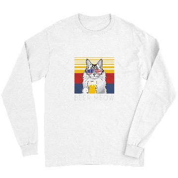 Discover Beer Fun Maine Coon Cat Beer Meow Long Sleeves