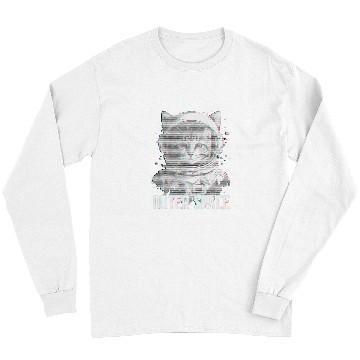 Discover Astronaut Job cat synthwave outer space cat lover cosmic cat Long Sleeves