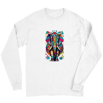Discover Elephant Pet Colorful Elephant Patchwork Art Design Long Sleeves