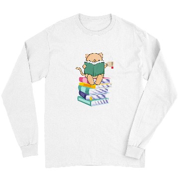 Discover Book Fun Kitten Tea Cat Owners Kitty Lover Meow Book Long Sleeves