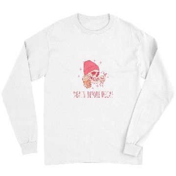 Discover Coffee Fun Halloween Coffee Death Before Decaf Skull Skeleton Long Sleeves