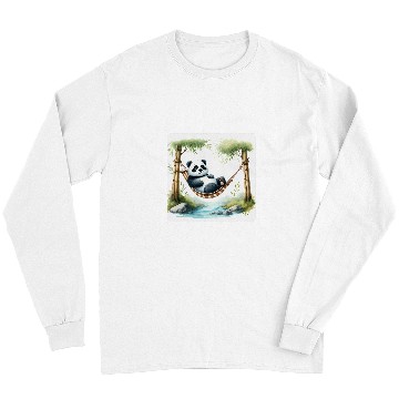 Discover Panda Pet Relaxing In Hammock Between Bamboo Trees Stream Rest Long Sleeves