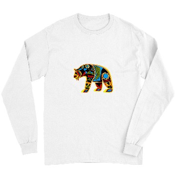 Discover Bear Pet Bear in Native American Plains Art Style Long Sleeves