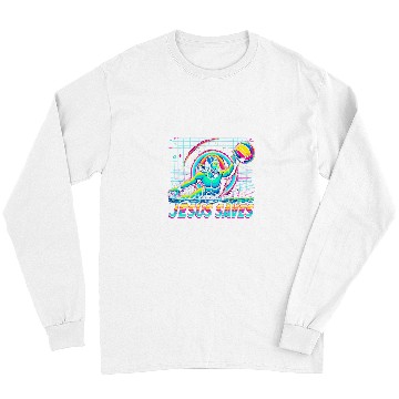 Discover 80s Vaporwave Jesus Saves Water Polo Long Sleeves
