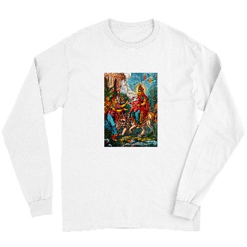 Discover Lion Pet Goddess Riding a Lion Hindu Vedic Religious Mythology Long Sleeves