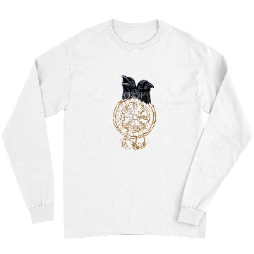 Discover Asatru Germanic Viking Vegvisir Pagan Odin Ravens Copper Long Sleeves