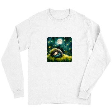 Discover Hedgehog Pet Sleeping On Moss Fireflies Around Sleep Moss Long Sleeves