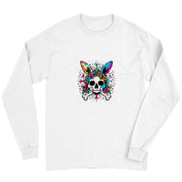Discover Funny JollyRoger Bunny Skull Crossbones Egg Hunt Easter Day 1 Long Sleeves