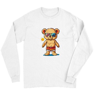 Discover Bear Pet Pool Teddy Bear with swimming Trunks and Sunglasses Long Sleeves