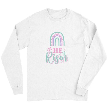 Discover Christian Jesus Easter Day He is Risen Rainbow Long Sleeves