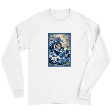 Discover Dragon Pet Chinese Dragon Hokusai Great Wave Off Kanagawa Japanese Art Long Sleeves