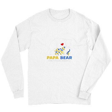 Discover Bear Pet Papa Bear Down Syndromes Awareness Blue Yellow Ribbon Long Sleeves