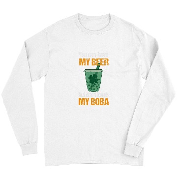 Discover Beer Fun Boba Tea St Patrick s Day Bubble Milk Tea Beer Lover Long Sleeves