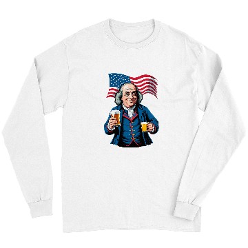 Discover Beer Fun Boozing Benjamin Franklin With Beer Mug Long Sleeves