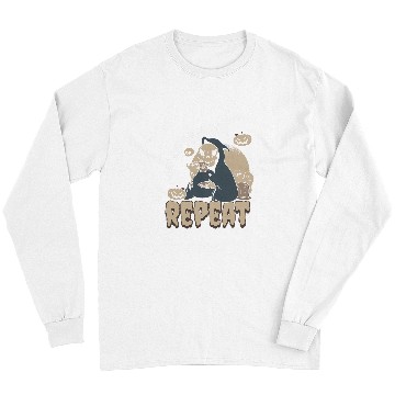 Discover Coffee Fun Grim Sip Scream Repeat Halloween Coffee 1 Long Sleeves