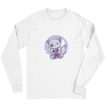 Discover Bear Pet Cute Arctic Fox With Teddy Bear For Halloween 2 Long Sleeves
