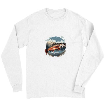 Discover Fisherman American US Flag With Fly Fishing Brook Trout Fish 18 Long Sleeves