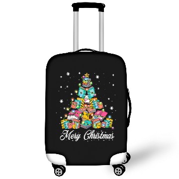 Discover Funny Book Christmas Tree Teachers Bookworm Librarian xmass 9 Luggage Covers