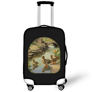 Discover Duck Pet Frog Ducklings Cobblestone Bridge Pond Cottagecore Luggage Covers