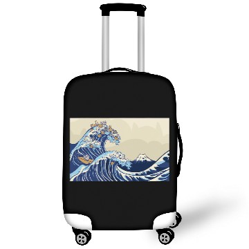 Discover Surf Life Cute Cat Japanese Surfing Great Wave Luggage Covers