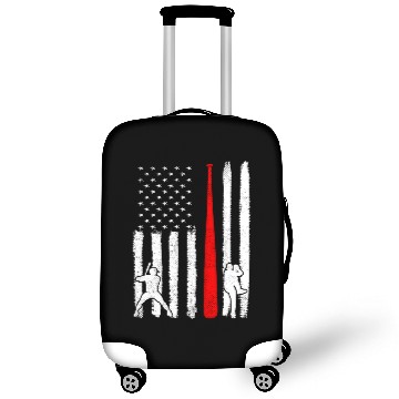 Discover Baseball Pitcher Batter American Flag 4th of July Luggage Covers