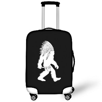 Discover native american bigfoot wearing head holding Luggage Covers