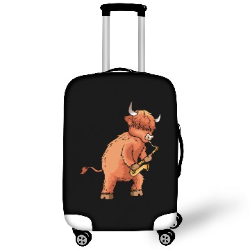 Discover Highland Cow Cattle Playing Saxophone Music Gift Luggage Covers