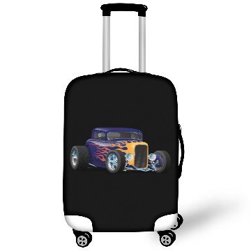 Discover Vintage Hot Rod Car with Classic Flames Luggage Covers