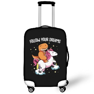 Discover Follow Your Dreams Funny T-Rex Dino Rainbow Unicor Luggage Covers