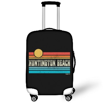 Discover Huntington Beach California Retro Sunset Surf Trip Luggage Covers