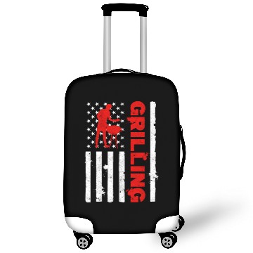 Discover BBQ Party American Flag USA Grilling Funny Luggage Covers