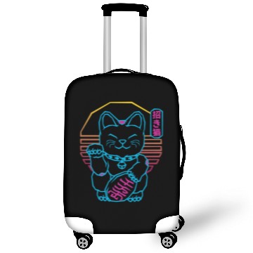 Discover Maneki Neko Japanese Lucky Cat Retrowave 80s Luggage Covers