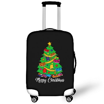 Discover Merry Christmas Tree Love Reading Books Librarian Luggage Covers