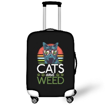 Discover Cats And Weed Funny 420 Cannabis Cat Lover Luggage Covers
